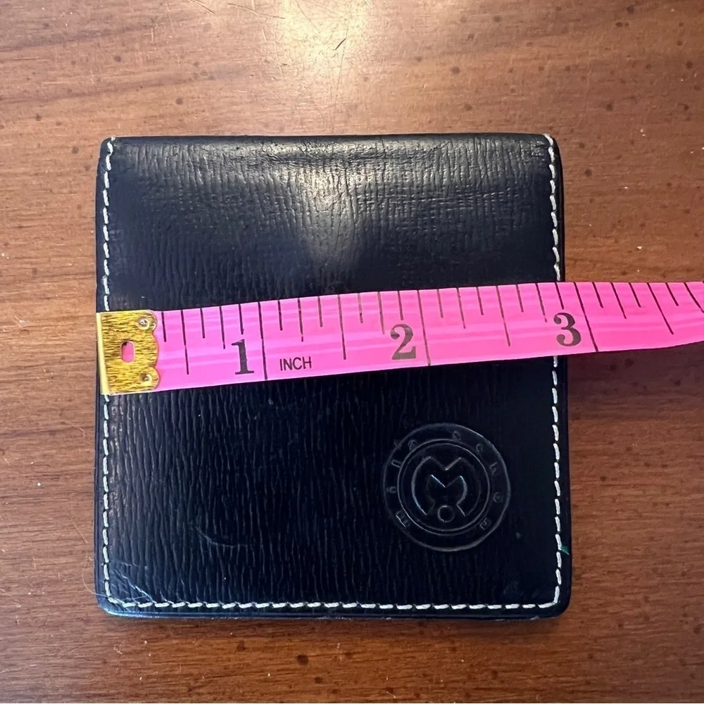 Mila Schon Made in Italy Leather 3-inch square Wallet Coin Brown Minimalist